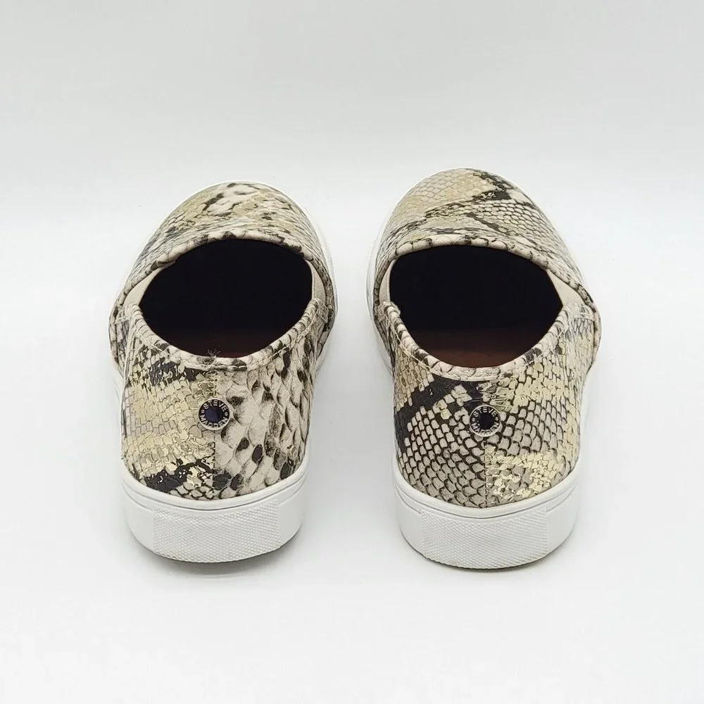 Steve Madden Safary Jungle Snakeskin Embossed Sneakers Womens 9 Slip On Gold